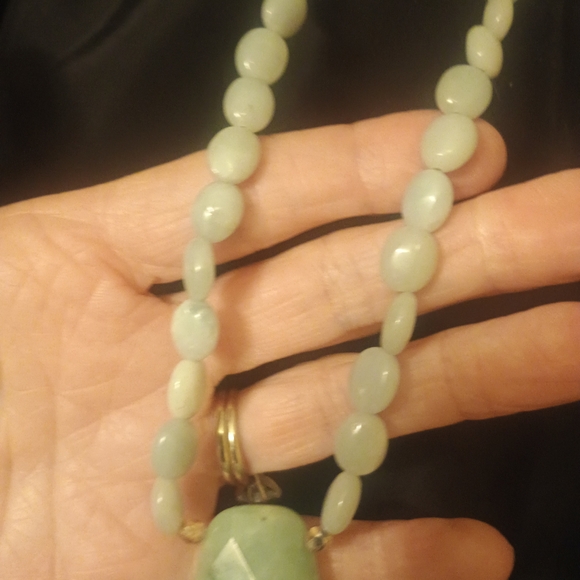 Natural Jadeite Necklace With Nugget Pendant - Picture 6 of 7